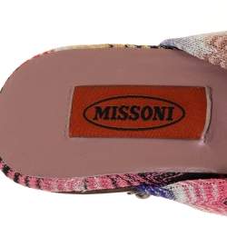 Pre Owned Missoni Multicolor Knit Fabric Knotted Clog Platform Sandals Size 38