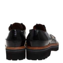 Pre Owned Missoni Black/Beige Patent Leather And Mesh Derby Size 37.5