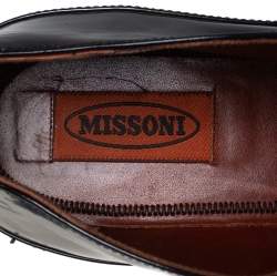 Pre Owned Missoni Black/Beige Patent Leather And Mesh Derby Size 37.5