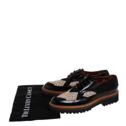 Pre Owned Missoni Black/Beige Patent Leather And Mesh Derby Size 37.5