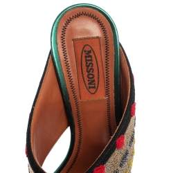 Pre Owned Missoni Multicolor Fabric And Leather Cross Strap Mule Sandals Size 37