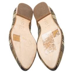 Pre Owned Missoni Metallic And Brown Fabric And Leather Ballet Flats Size 39