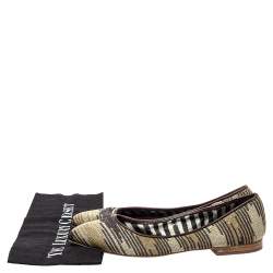 Pre Owned Missoni Metallic And Brown Fabric And Leather Ballet Flats Size 39