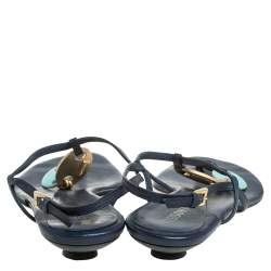 Pre Owned Missoni Blue Leather Thong Sandals Size 37