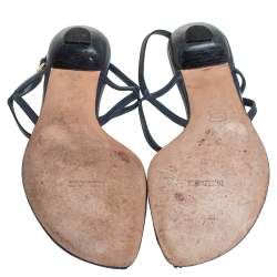 Pre Owned Missoni Blue Leather Thong Sandals Size 37