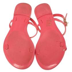 Pre Owned Missoni Pink Rubber Rose Ankle Strap Flat Sandals Size 36