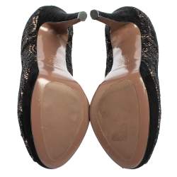Pre Owned Missoni Black Lace And Suede Peep Toe Platform Pumps Size 36