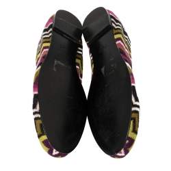 Pre Owned Missoni For Target Multicolor Chevron Knit Fabric Ballet Flats Size 40