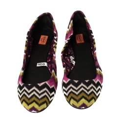 Pre Owned Missoni For Target Multicolor Chevron Knit Fabric Ballet Flats Size 40