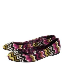 Pre Owned Missoni For Target Multicolor Chevron Knit Fabric Ballet Flats Size 40