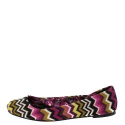 Pre Owned Missoni For Target Multicolor Chevron Knit Fabric Ballet Flats Size 40
