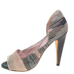 Pre Owned Missoni Multicolor Stretch Knit Fabric Open Toe Pumps Size 39
