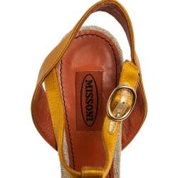 Pre Owned Missoni Multicolor Knit Fabric and Satin T-Strap Platform Sandals Size 40