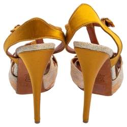 Pre Owned Missoni Multicolor Knit Fabric and Satin T-Strap Platform Sandals Size 40