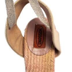 Pre Owned Missoni Multicolor Lurex Fabric And Canvas Knotted Espadrille Wedge Ankle Wrap Sandals Size 38