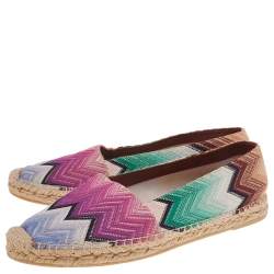 Pre Owned Missoni Multicolor Patterned Knit Flat Espadrille Size 38