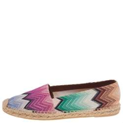 Pre Owned Missoni Multicolor Patterned Knit Flat Espadrille Size 38