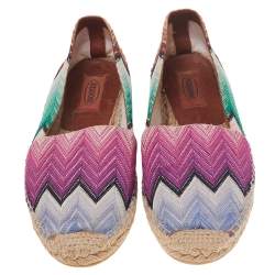 Pre Owned Missoni Multicolor Patterned Knit Flat Espadrille Size 38