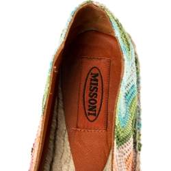 Pre Owned Missoni Multicolor Patterned Knit Fabric Espadrilles Flat Size 37