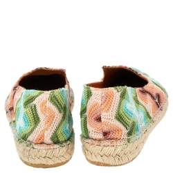 Pre Owned Missoni Multicolor Patterned Knit Fabric Espadrilles Flat Size 37