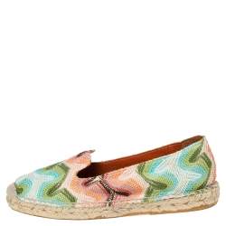 Pre Owned Missoni Multicolor Patterned Knit Fabric Espadrilles Flat Size 37