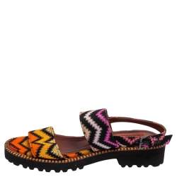 Pre Owned Missoni Multicolor Fabric  Zig Zag Ankle Strap Sandals Size 37
