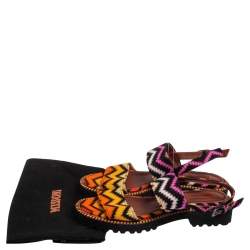 Pre Owned Missoni Multicolor Fabric  Zig Zag Ankle Strap Sandals Size 37