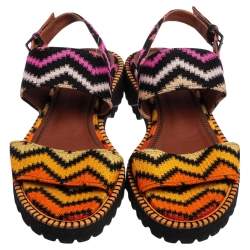 Pre Owned Missoni Multicolor Fabric  Zig Zag Ankle Strap Sandals Size 37