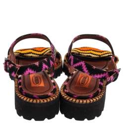 Pre Owned Missoni Multicolor Fabric  Zig Zag Ankle Strap Sandals Size 37