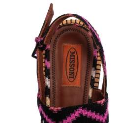 Pre Owned Missoni Multicolor Fabric  Zig Zag Ankle Strap Sandals Size 37