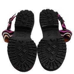 Pre Owned Missoni Multicolor Fabric  Zig Zag Ankle Strap Sandals Size 37