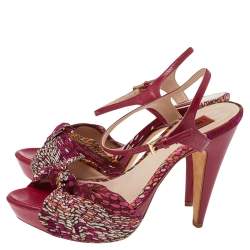Pre Owned Missoni Multicolor Fabric Ankle Strap Sandals Size 38