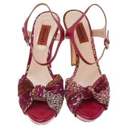 Pre Owned Missoni Multicolor Fabric Ankle Strap Sandals Size 38