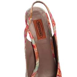 Missoni Multicolor Weave Fabric Peep-Toe Platform Slingback Sandals Size 39