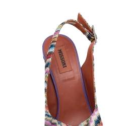 Pre Owned Missoni Multicolor Knit Fabric Platform Wedge Sandals Size 38