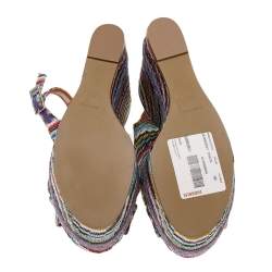 Pre Owned Missoni Multicolor Knit Fabric Platform Wedge Sandals Size 38