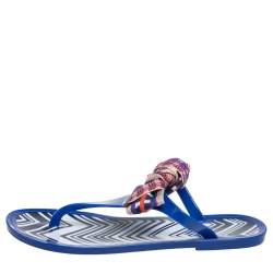 Pre Owned Missoni Blue Jelly Ribbon Thong Sandals Size 39