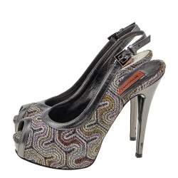 Pre Owned Missoni Multicolor Fabric and Leather Slingback Platform Sandals Size 39.5