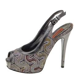 Pre Owned Missoni Multicolor Fabric and Leather Slingback Platform Sandals Size 39.5