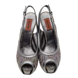 Pre Owned Missoni Multicolor Fabric and Leather Slingback Platform Sandals Size 39.5