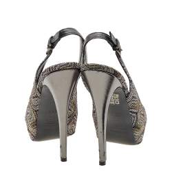Pre Owned Missoni Multicolor Fabric and Leather Slingback Platform Sandals Size 39.5