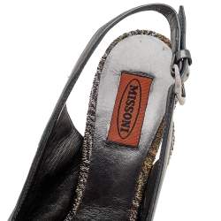 Pre Owned Missoni Multicolor Fabric and Leather Slingback Platform Sandals Size 39.5