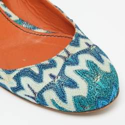 Pre Owned Missoni Multicolor Metallic Knit Fabric Ballet Flats Size 38