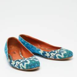 Pre Owned Missoni Multicolor Metallic Knit Fabric Ballet Flats Size 38