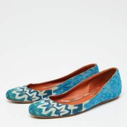 Pre Owned Missoni Multicolor Metallic Knit Fabric Ballet Flats Size 38