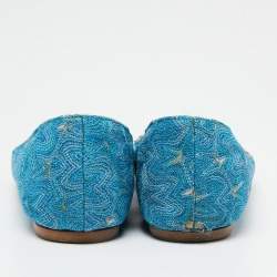 Pre Owned Missoni Multicolor Metallic Knit Fabric Ballet Flats Size 38