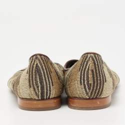 Pre Owned  M Missoni Metallic And Brown Fabric And Leather Ballet Flats Size 38