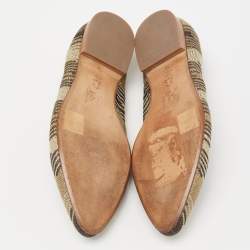 Pre Owned  M Missoni Metallic And Brown Fabric And Leather Ballet Flats Size 38