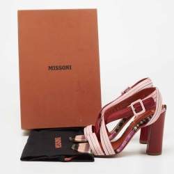 Pre Owned Missoni Pink/Red Leather Strappy Sandals Size 37