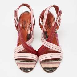 Pre Owned Missoni Pink/Red Leather Strappy Sandals Size 37